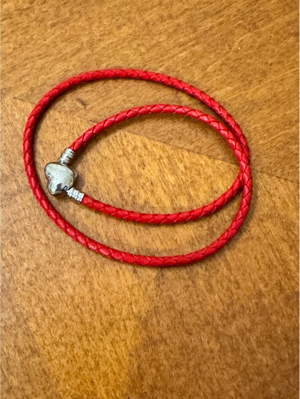 Red Braided PU Leather Bracelet with Heart Clasp